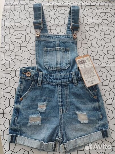 Комбинезон джинсовый для девочки новый 98