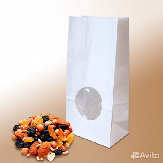 Белый крафт пакет с окном