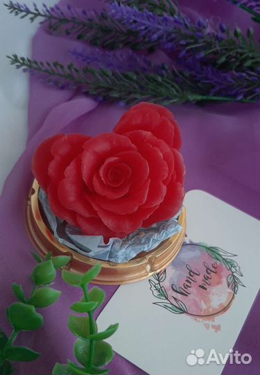 Мыло сердце роза