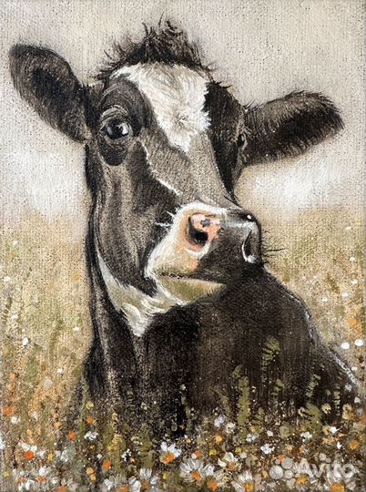 Картина корова маслом на холсте