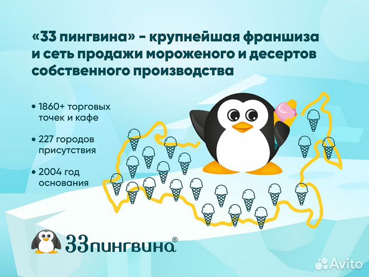 Франшиза мороженое «33 пингвина». Формат «Бабочка»