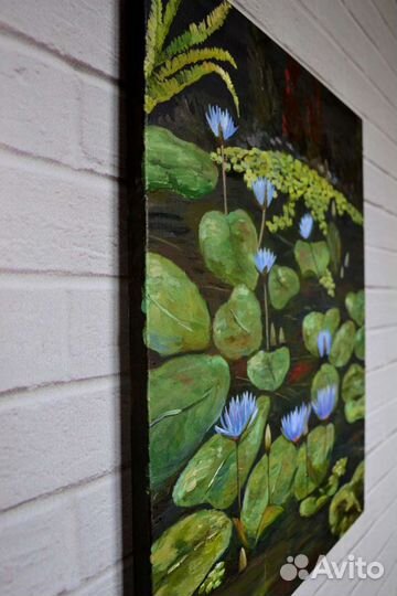 Картина маслом - Кувшинки.60/50 см