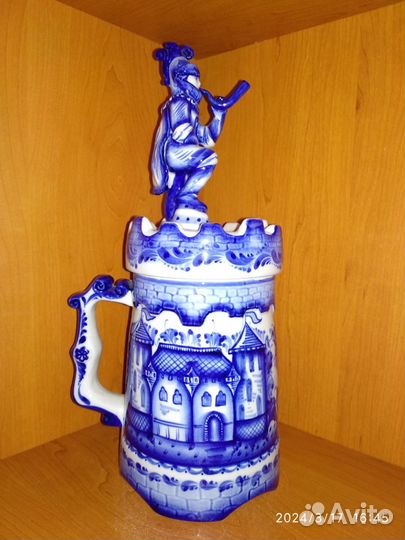 Кружка пивная / Замок / Горнист/ Гжель / Клеймо