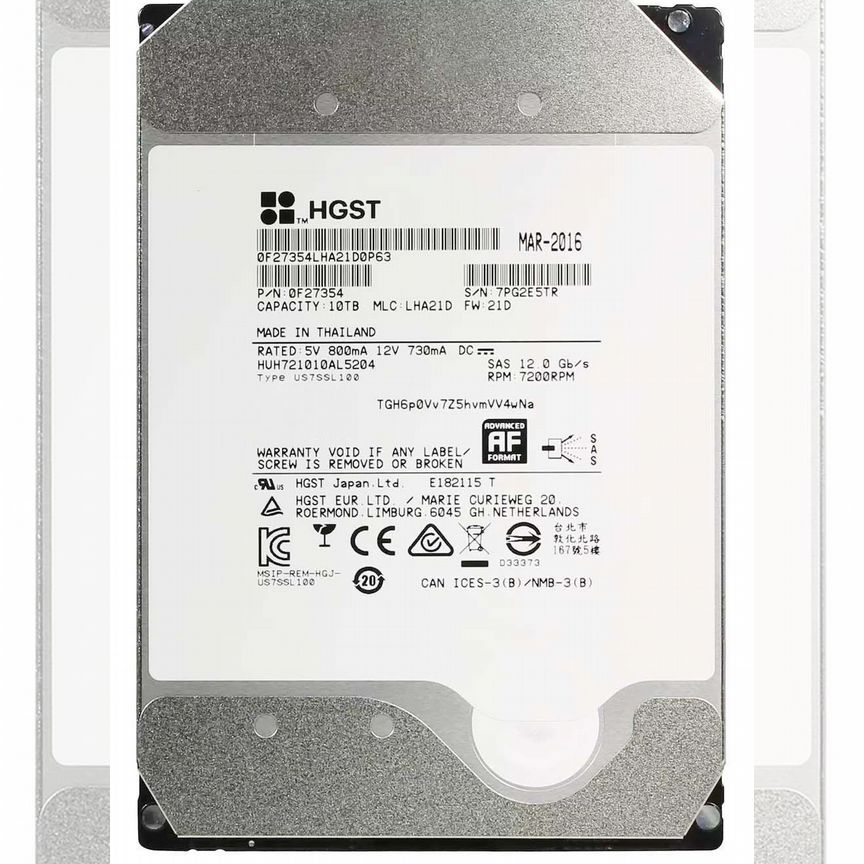 [HUH721010AL5204] Жесткий Диск Hgst 10tb 7200 Sas Huh721010al5204