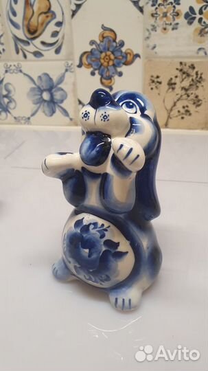 Фигурка гжель новая собака, обезьяна, крыса