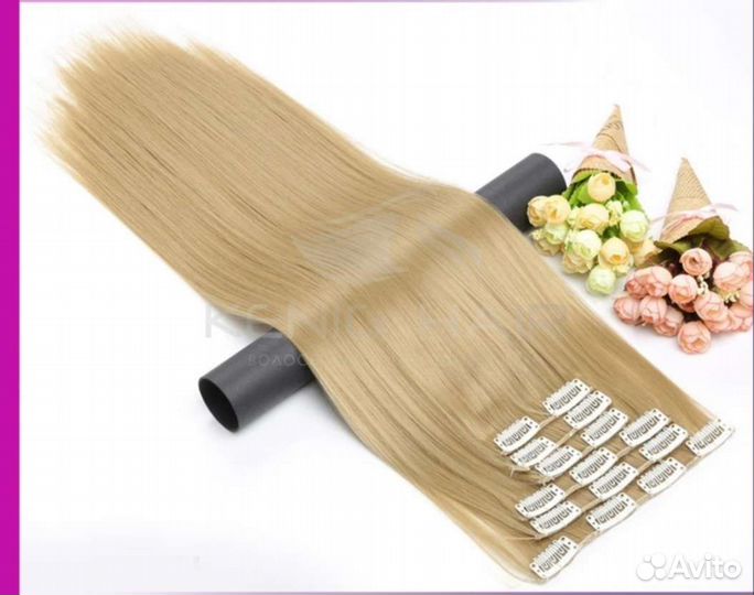Волосы на заколках блонд 50 см