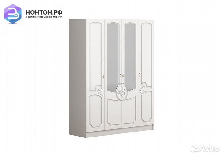 Шкаф 4-х створчатый Каролина белый глянец / белый