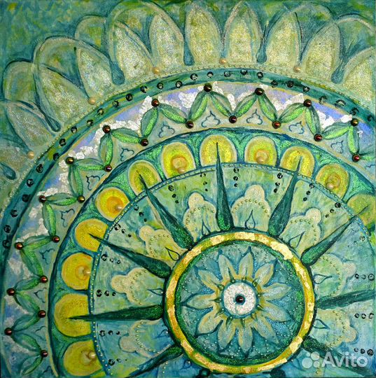 Интерьерная картина Мандала с блеском и стразами