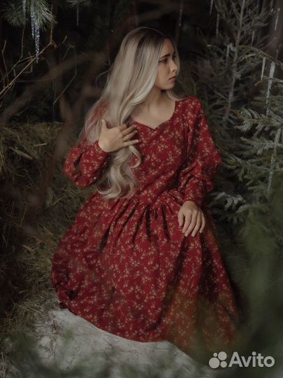 Платье в винтажном стиле из фланели