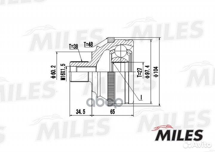 ШРУС VW T4 1.9D-2.8 90-03 нар.(ABS) GA20529 Miles