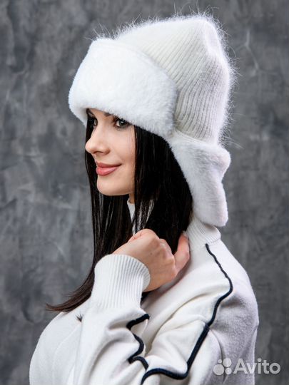 Шапка ушанка женская белая
