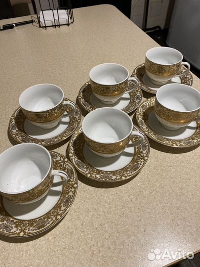 Чайный сервиз 6 пар (6 чашек с блюдцами)