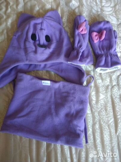 Комплект шапка, снуд, варежки