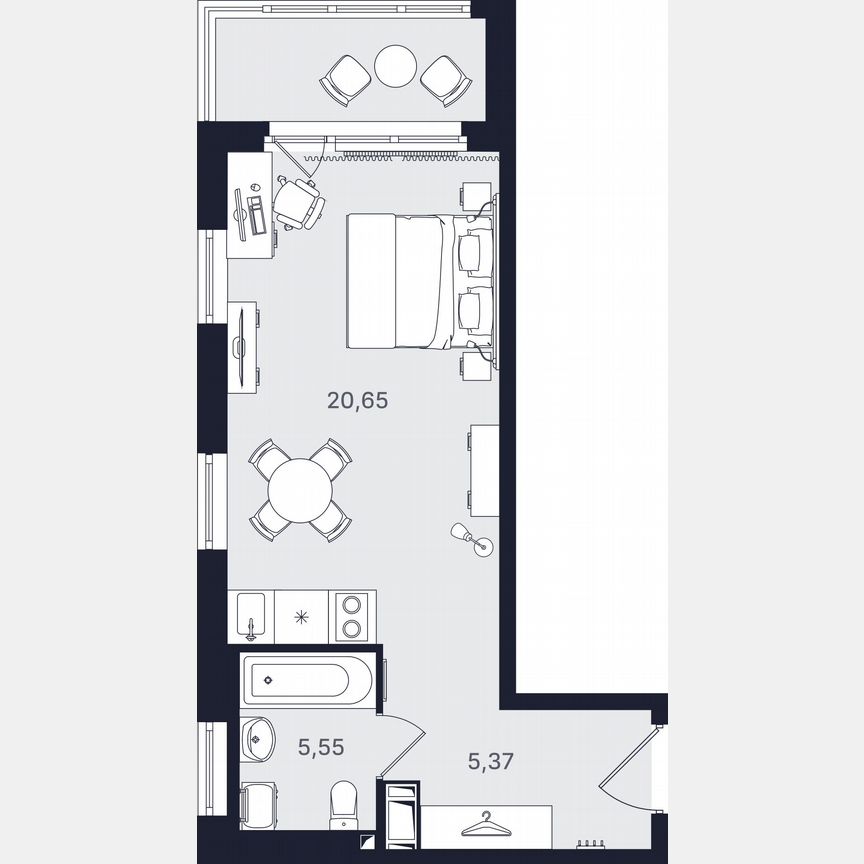 Апартаменты-студия, 31,6 м², 22/24 эт.