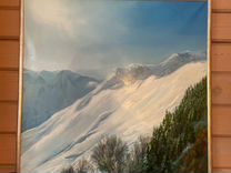Картина маслом на холсте горный зимний пейзаж