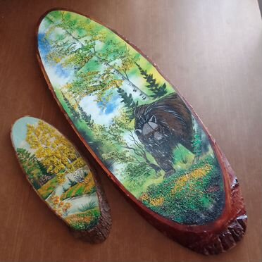 Настенное панно на спиле дерева