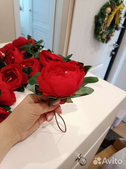 Искусственные цветы для декора. Пионы красные