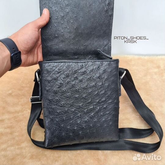 Мужская сумка из натуральной кожи страуса