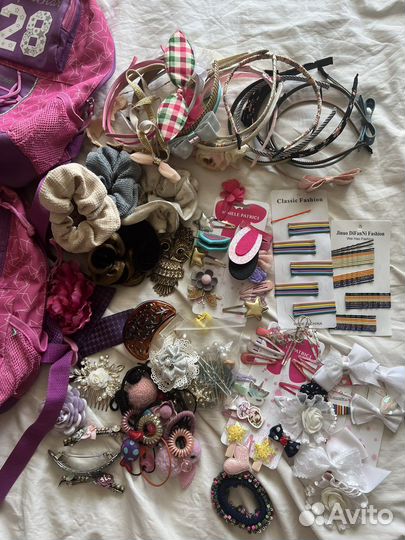 Резинки и заколки для волос, рюкзаки