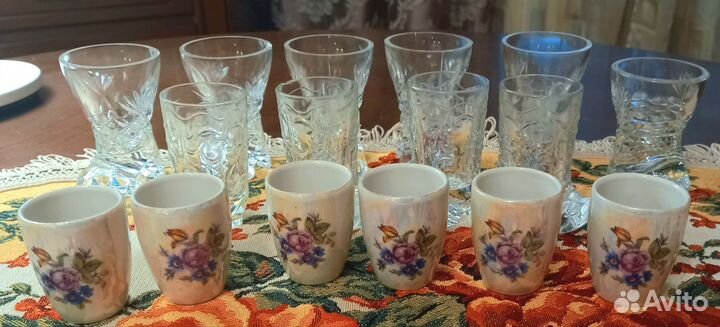 Стопки перламутр, рюмки хрусталь сапожки, СССР