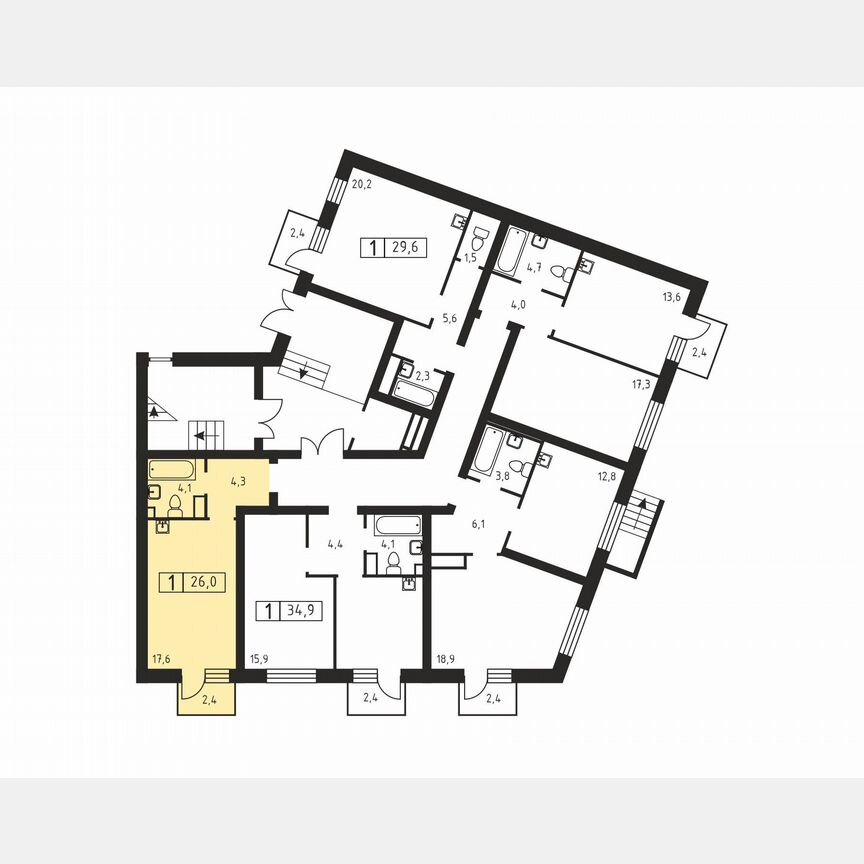 Квартира-студия, 26 м², 1/3 эт.