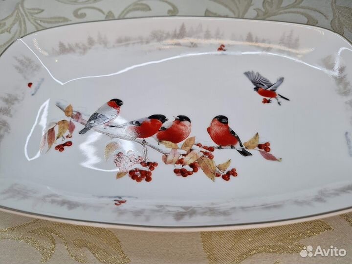 Блюдо Лесная сказка Снегири