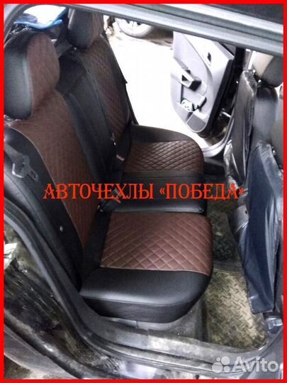 Чехлы Opel Astra H из экокожи чёрно-шоколадные Ром