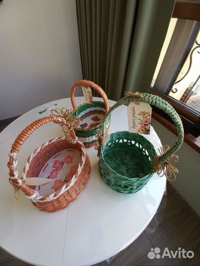 Пасхальные корзины,подносы,кашпо из бумажной лозы