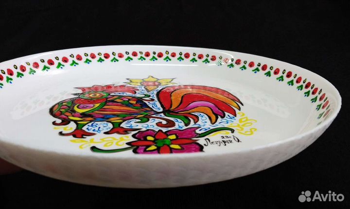 Тарелка декоративная Петушок с автографом