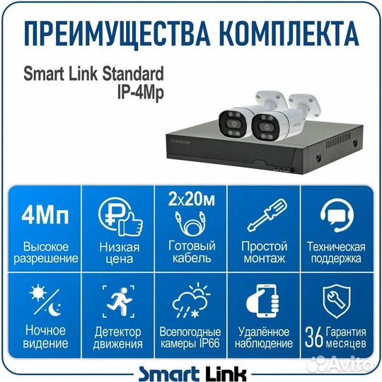 Комплект IP-видеонаблюдения SMART Link SL-IP4M2B