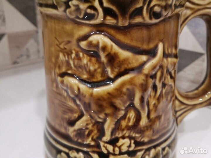 Кружка пивная Волгоград 1 л СССР стеклянная 500 мл