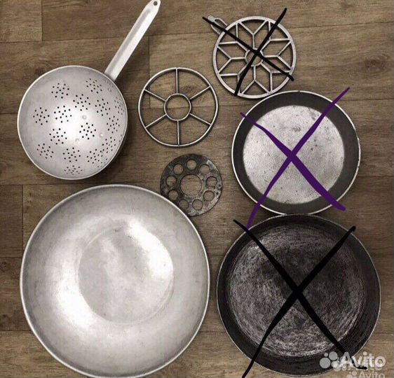 Таз алюминиевый, сковородка, дуршлаг