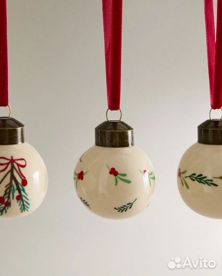 Набор керамических елочных украшений Zara home