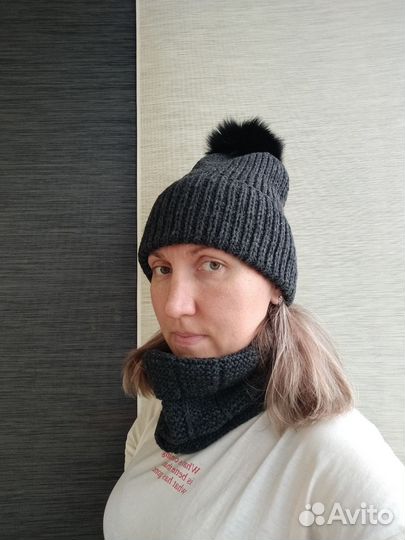 Комплект шапка и снуд женский