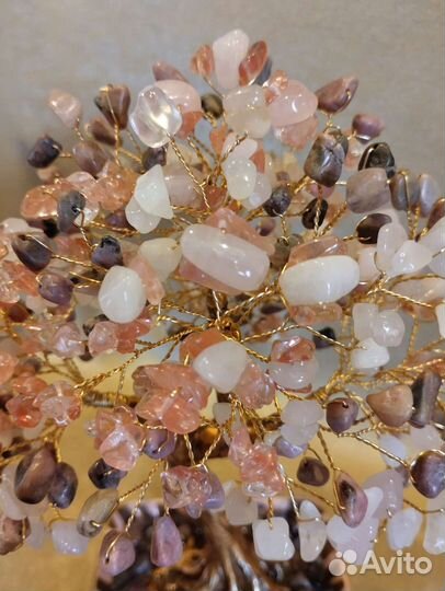 Дерево счастья из родонита и розового кварца