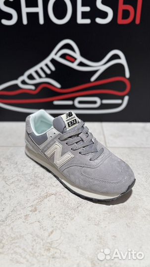 New Balance 574 светло-серые нубук