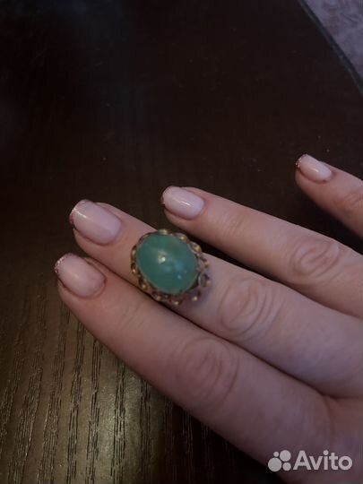 Золотое кольцо с хризопразом 585 проба
