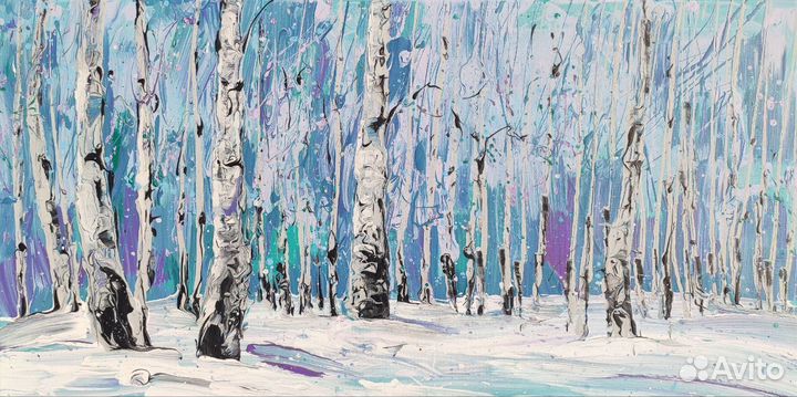 Зимние берёзы. Картина на холсте
