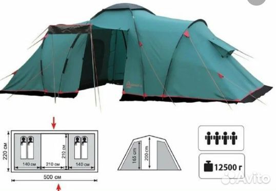 Двухкомнатная палатка brest 4 TRT-82 Tramp