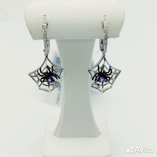 Серьги с природным камнем Золото