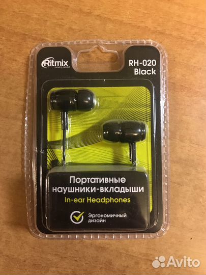Портативные наушники-вкладыши Ritmix RH-020 Black