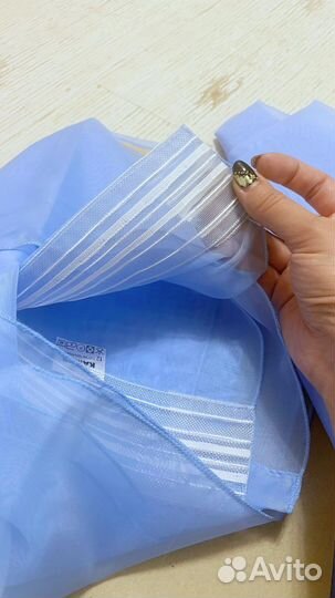 Тюль голубого цвета штора новая