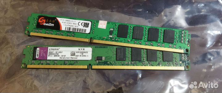 2 плашки оперативной памяти 4гб DDR3 1600