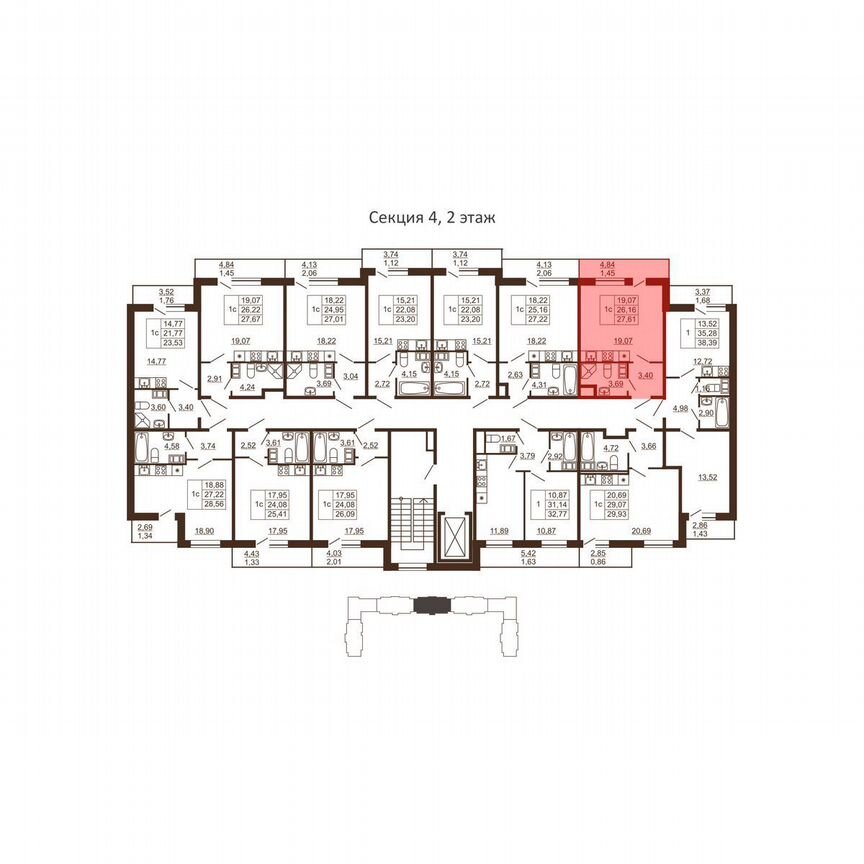 Квартира-студия, 27,6 м², 3/6 эт.