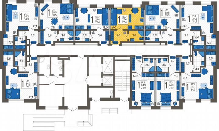 Квартира-студия, 27,4 м², 1/12 эт.