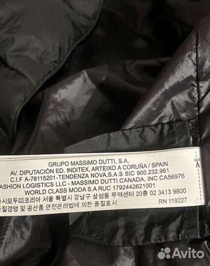 Пуховик женский massimo dutti оригинал