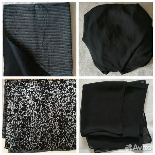 Отрезы вельвета, шифона, пан-бархата и платок