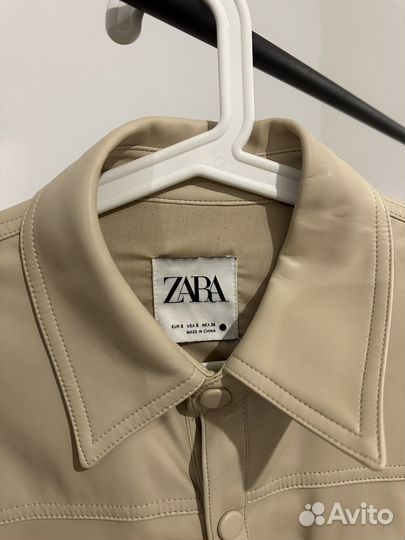 Куртка рубашка zara бежевая эко кожа