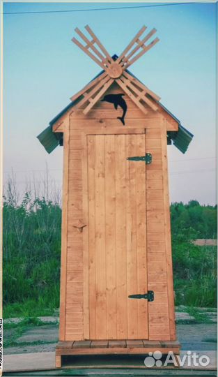 Дачный туалет с декором и установкой SAT