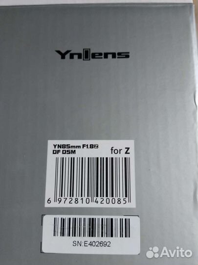 Объектив yongnuo 85mm f1.8 nikonZ